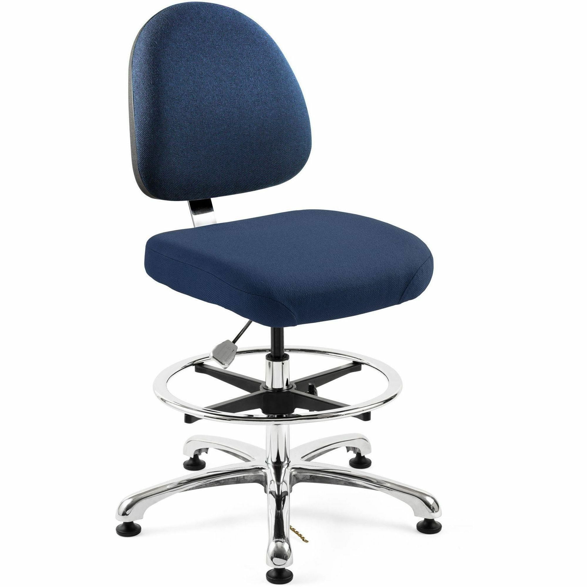 BEVCO Integra Series Chair, Medium Back, 5-Star Base, Navy/Chrome, Fabric, 1 Each