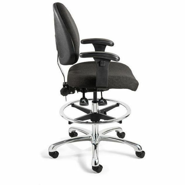 BEVCO Integra Series Chair, Medium Back, 5-Star Base, Navy/Chrome, Fabric, 1 Each
