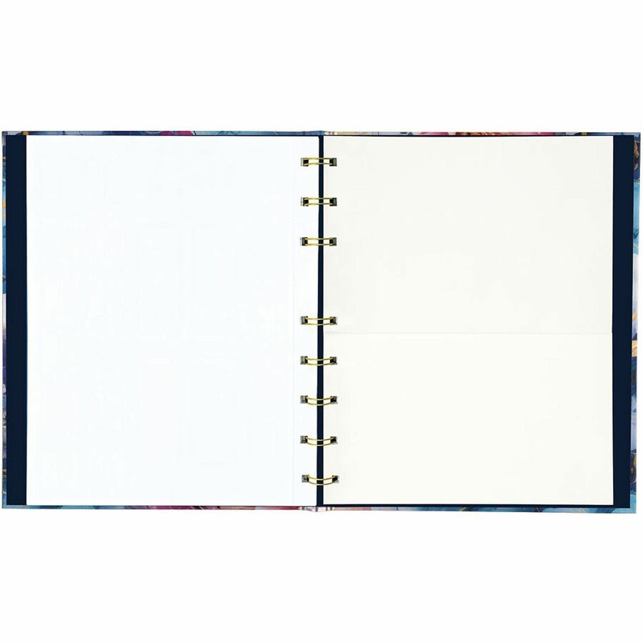 Hardcover Twin-Wirebound Notebook, 192 Ruled Pages, 9-1/4" x 7-1/4", Micro-Perforated Acid-Free Paper, Index Sheet, Tabs & Storage Pocket, Floral Cover with Gold Binding