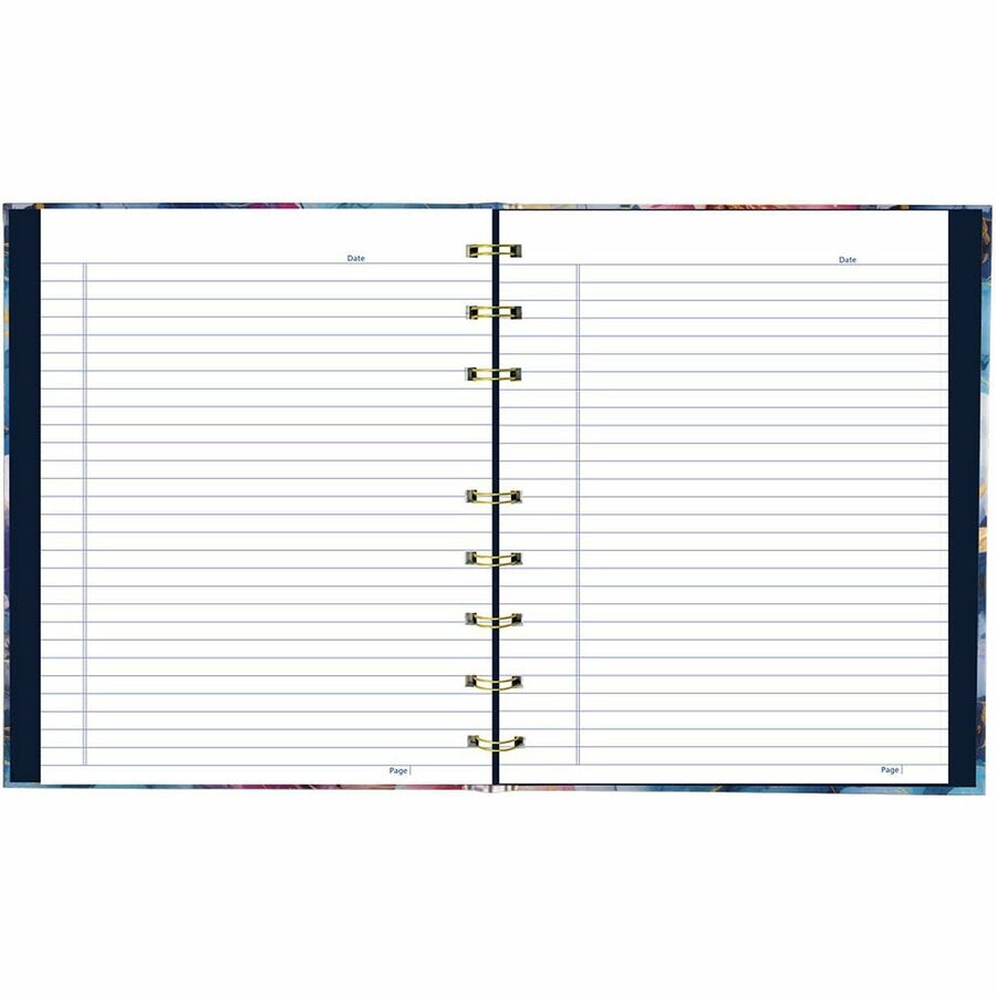Hardcover Twin-Wirebound Notebook, 192 Ruled Pages, 9-1/4" x 7-1/4", Micro-Perforated Acid-Free Paper, Index Sheet, Tabs & Storage Pocket, Floral Cover with Gold Binding