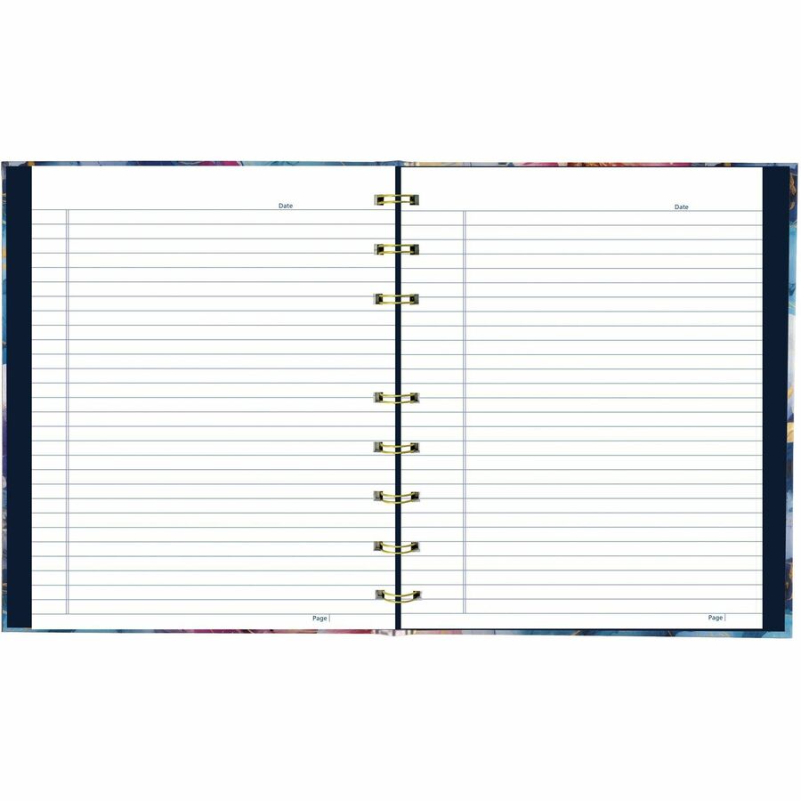 Hardcover Twin-Wirebound Notebook, 192 Ruled Pages, 9-1/4" x 7-1/4", Micro-Perforated Acid-Free Paper, Index Sheet, Tabs & Storage Pocket, Floral Cover with Gold Binding