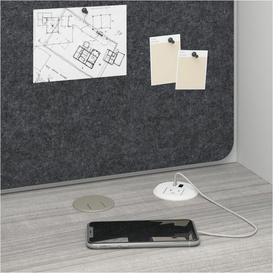 Bush Business Furniture Hustle Collection, 48" Dual-Color Desk, 1" Thick, 47"W x 24"D x 48"H, 1 Adjustable Shelf, Locking Storage, Melamine Top, USB & AC Power, Wire Management, 1 Each