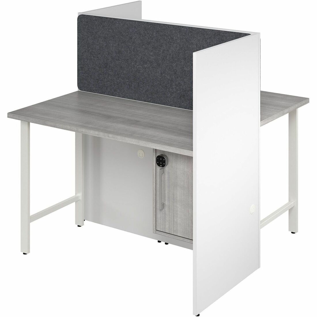 Bush Business Furniture Hustle Collection, 48" Dual-Color Desk, 1" Thick, 47"W x 24"D x 48"H, 1 Adjustable Shelf, Locking Storage, Melamine Top, USB & AC Power, Wire Management, 1 Each