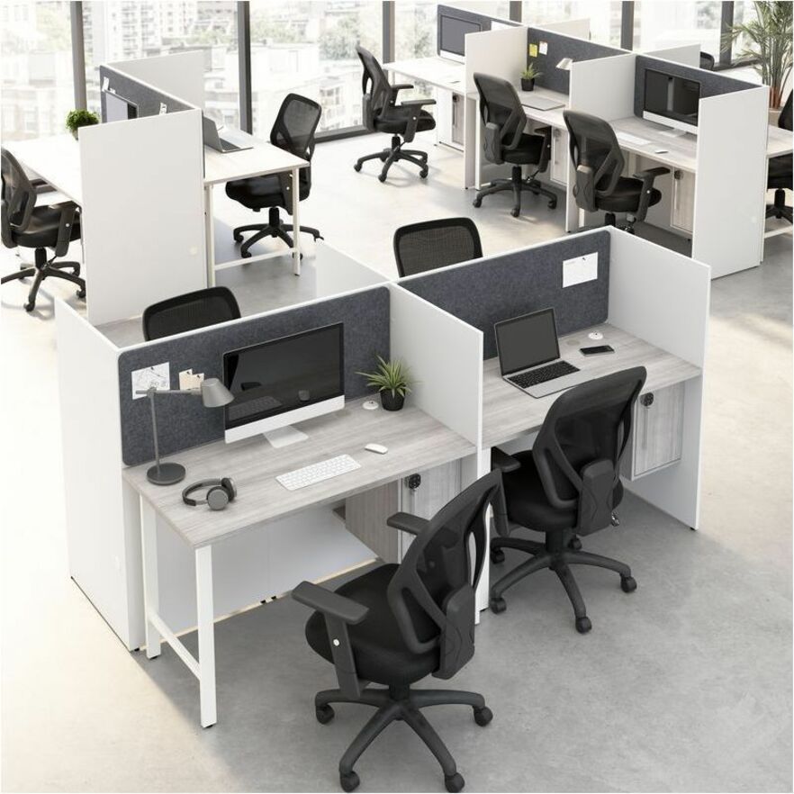 Bush Business Furniture Hustle Collection, 48" Dual-Color Desk, 1" Thick, 47"W x 24"D x 48"H, 1 Adjustable Shelf, Locking Storage, Melamine Top, USB & AC Power, Wire Management, 1 Each