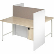 Bush Business Furniture Hustle Collection Desk, 1 Each, 1" Thick, 48"H x 59"W x 30"D, 1 Adjustable Shelf, Lockable Storage, Melamine Top, Dual Color Finish (White, Light Wood, Natural Elm), USB & AC Power, Wire Management