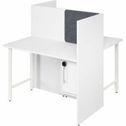 Bush Business Furniture Hustle Collection Desk, 1 Each, 1" Thick, 48"H x 47"W x 24"D, White, Melamine Top, Lockable Storage Cabinet, 1 Adjustable Shelf, USB & AC Power, Wire Management, Scratch & Stain Resistant