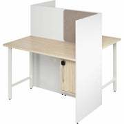 Bush Business Furniture Hustle Collection Desk, 48"H x 47"W x 24"D, 1" Thick Top, 1 Adjustable Shelf, Locking Storage, Melamine Top, Natural Elm/White Finish, USB & AC Power, Wire Management, 1 Each