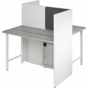 Bush Business Furniture Hustle Collection Desk, 48"H x 47"W x 24"D, 1" Thick Top, 1 Adjustable Shelf, Locking Storage, Dual Color Platinum Gray/White, Melamine Top, USB & AC Power, 1 Each