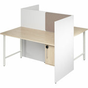 Bush Business Furniture Hustle Collection Desk, 48"H x 59"W x 30"D, 1 Adjustable Shelf, Melamine Top, Lockable Storage, White/Natural Elm Finish, USB & AC Power, Wire Management, 1 Each