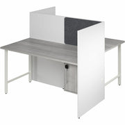 Bush Business Furniture Hustle Collection Desk, 48"H x 59"W x 30"D, 1 Adjustable Shelf, Locking Storage, Melamine Top, White/Platinum Gray, USB & AC Power, Wire Management, 1 Each