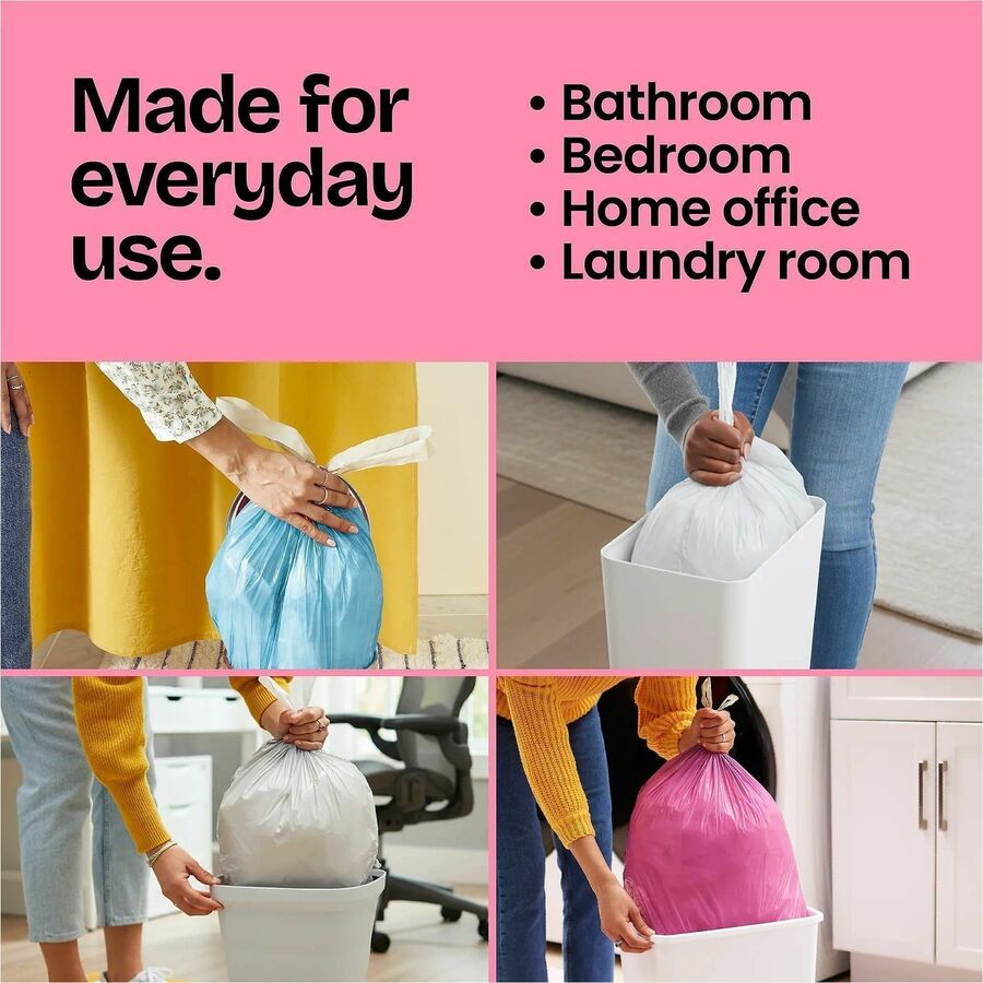 Glad OdorShield Cherry Blossom Scented Trash Bags, Small, 4 Gallon, 18" x 17", Drawstring Closure, Pink, 34 Bags per Box