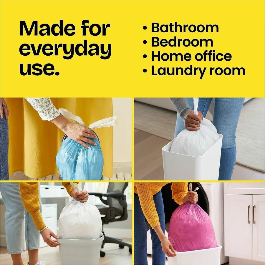 Glad Medium Drawstring Trash Bags, Lemon Fresh Bleach Scent, 8 Gallon, White, Drawstring Closure, 26 Bags