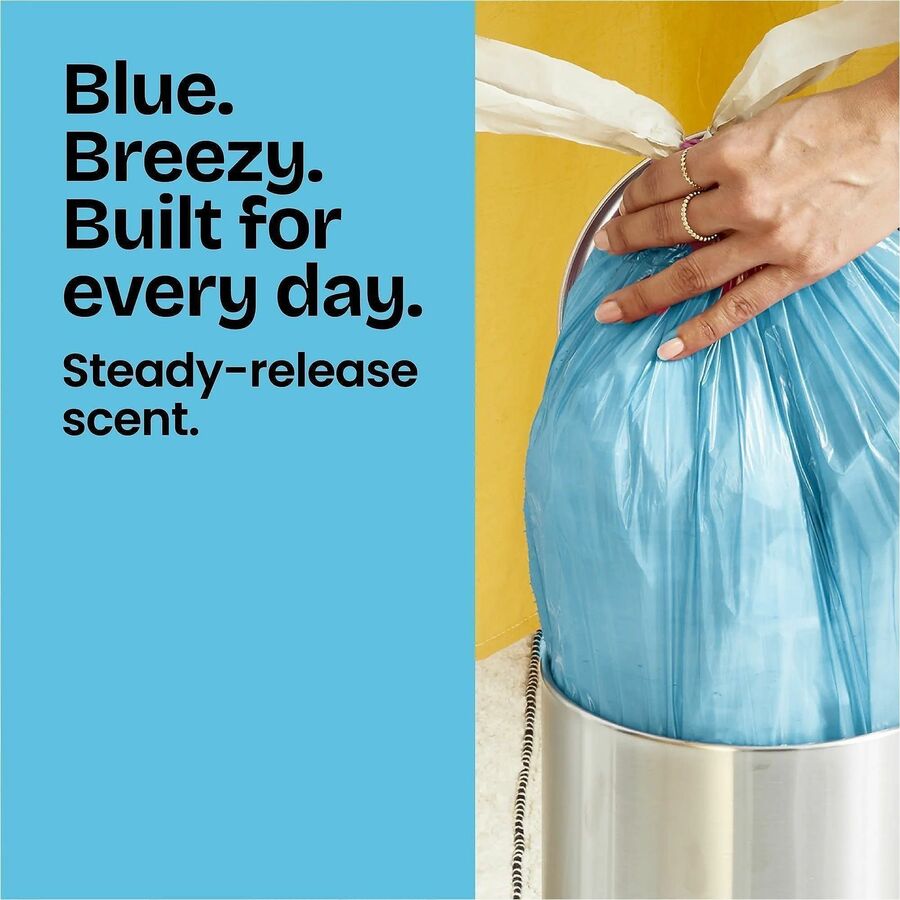 Glad OdorShield Drawstring Trash Bags, Beachside Breeze Scent, Small 4 Gallon, 18" x 17" x 0.50 mil, White, 80 Bags