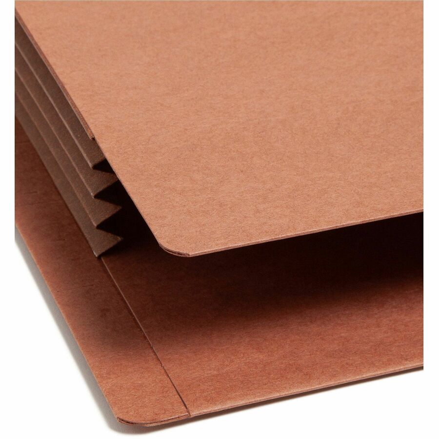 Smead TUFF Straight Tab Cut Legal Recycled File Pocket - 8 1/2" x 14" - 3 1/2" Expansion - 16.5 pt. - 2 Plys - Redrope - Rip Resistant, Tear Resistant, Reinforced Tab, Heavyweight Cover - 30% Recycled - 10 / Box