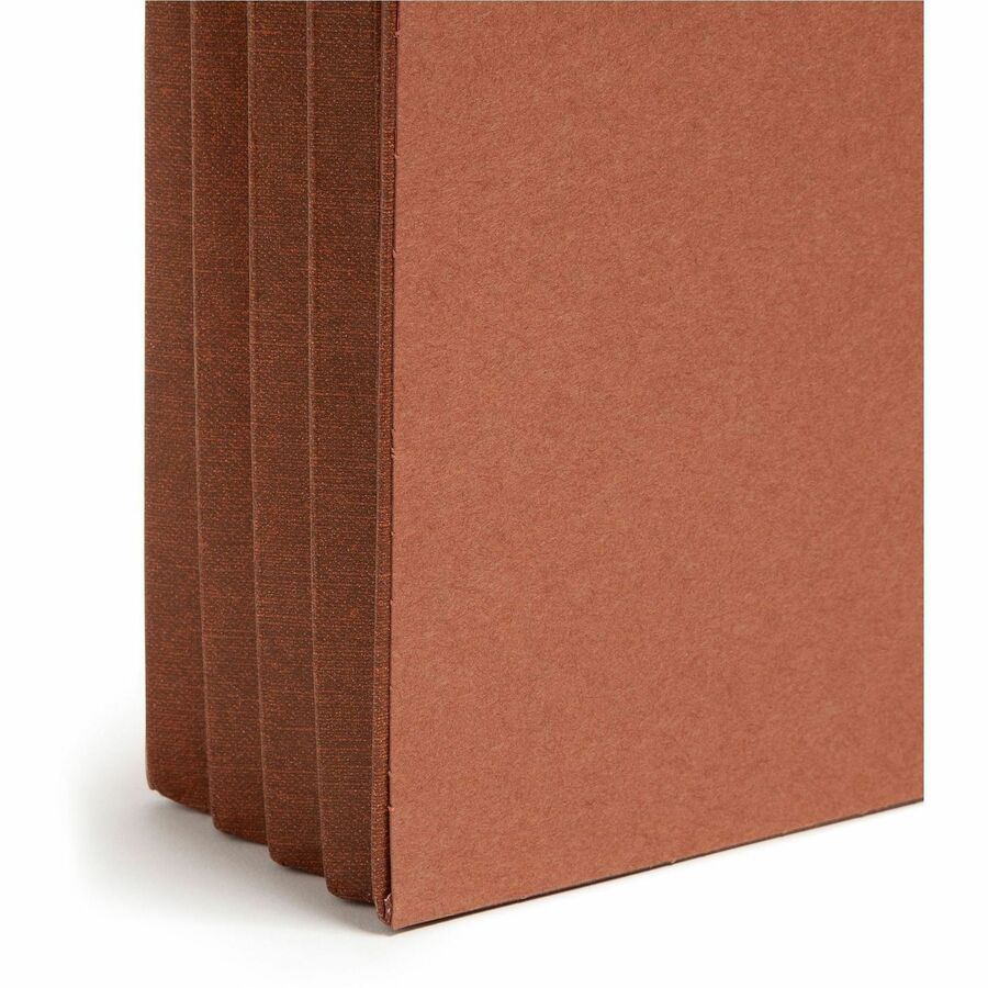 Smead TUFF Straight Tab Cut Legal Recycled File Pocket - 8 1/2" x 14" - 3 1/2" Expansion - 16.5 pt. - 2 Plys - Redrope - Rip Resistant, Tear Resistant, Reinforced Tab, Heavyweight Cover - 30% Recycled - 10 / Box