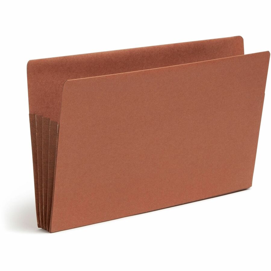 Smead TUFF Straight Tab Cut Legal Recycled File Pocket - 8 1/2" x 14" - 3 1/2" Expansion - 16.5 pt. - 2 Plys - Redrope - Rip Resistant, Tear Resistant, Reinforced Tab, Heavyweight Cover - 30% Recycled - 10 / Box
