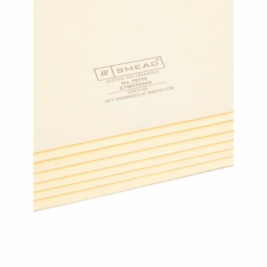 Smead Straight Tab Cut Letter Recycled File Pocket - 8 1/2" x 11" - 5 1/4" Expansion - 2 Plys - Manila - Manila - 10% Recycled - 10 / Box