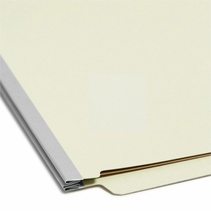 Smead End Tab Pressboard Classification Folders, Letter Size, 2" Expansion, 2 Fasteners, 2 Dividers, Straight Tab, Gray/Green, 100% Recycled, 10/Box