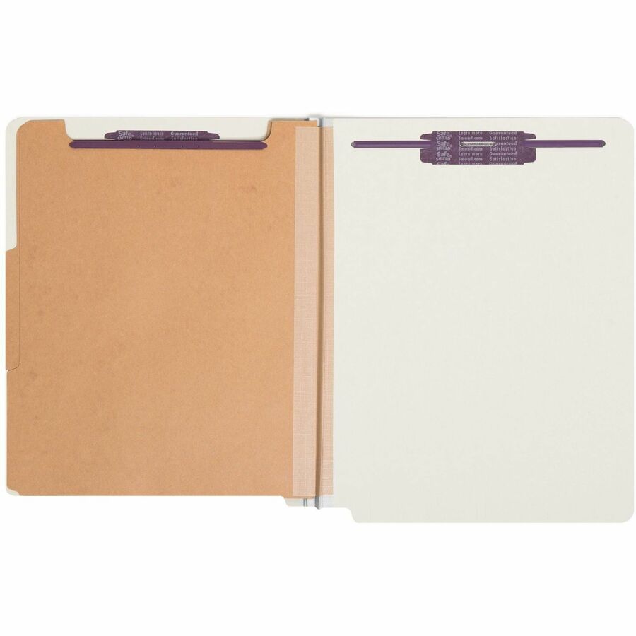 Smead End Tab Pressboard Classification Folders, Letter Size, 2" Expansion, 2 Fasteners, 2 Dividers, Straight Tab, Gray/Green, 100% Recycled, 10/Box