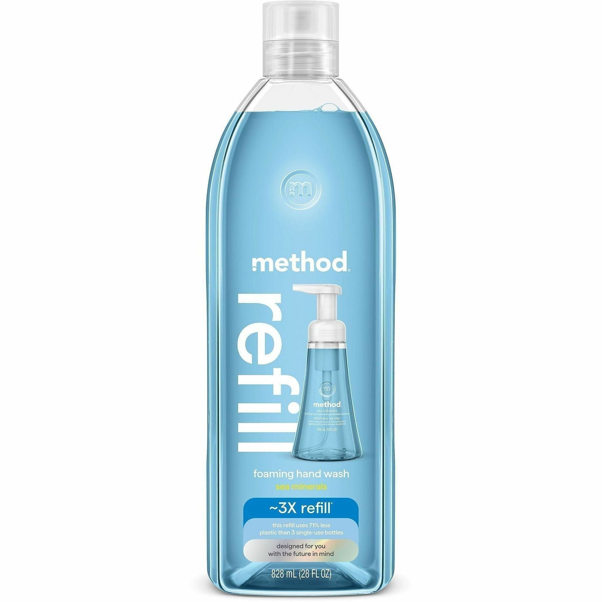 Method Waterfall Foaming Hand Wash Refill, Waterfall Scent, 28 fl oz, Blue, Cruelty-free, Paraben-free, Phthalate-free, Scented, 4/Carton