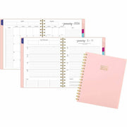At-A-Glance Harmony Weekly/Monthly Planner, 13-Month, Jan 2026–Jan 2027, 7" x 8 3/4", Twin Wire, Coral/Pink, 1 Each