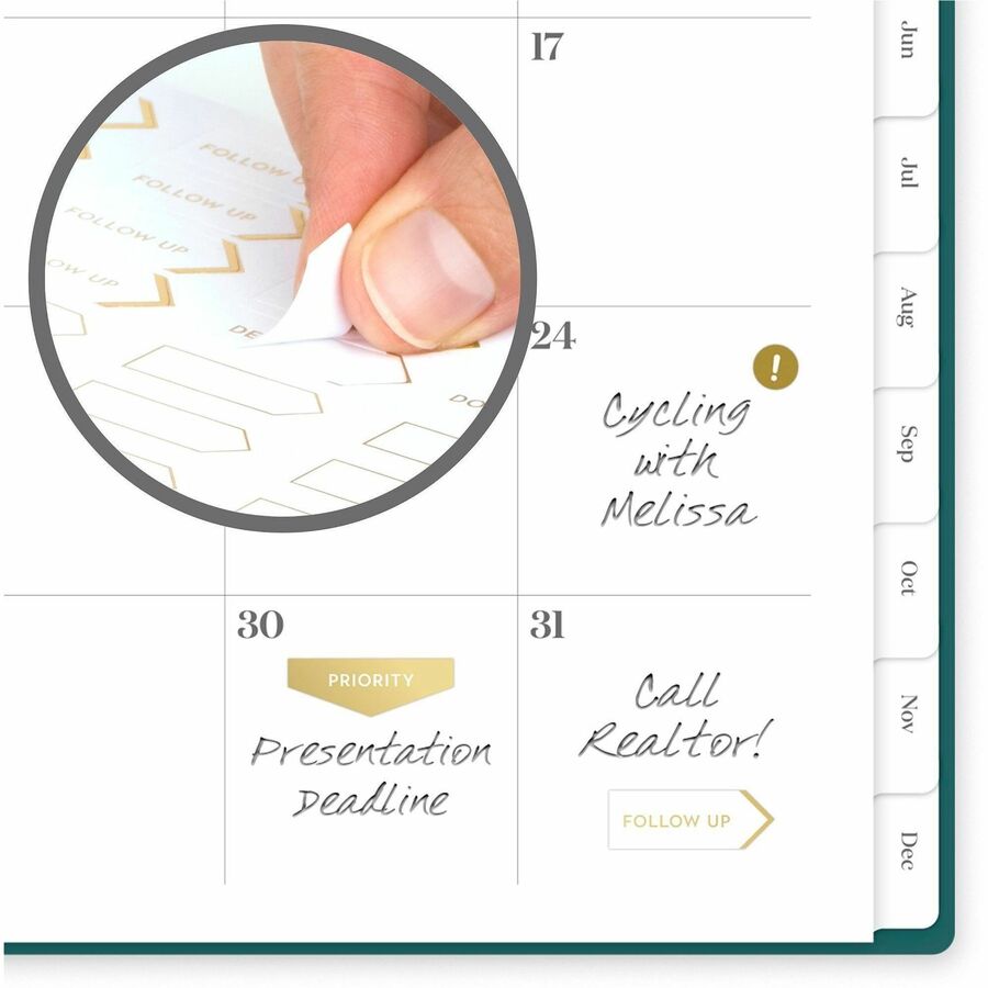 Cambridge WorkStyle Focus Planner, Weekly/Monthly, 12 Months, Jan-Dec 2026, Letter Size 8.5" x 11", Twin Wire, Teal Poly Cover, Tabbed, Double-Sided Pocket, Sticker Sheet, 1 Each