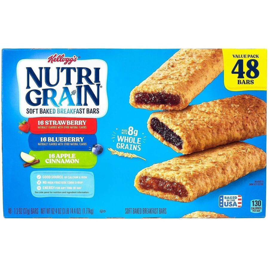 Green Rabbit Snack Box, Assorted Flavors (Apple, Cinnamon, Blueberry, Strawberry), No High Fructose Corn Syrup, Individually Wrapped, 1.30 oz Bars, 16/Box, 48/Carton