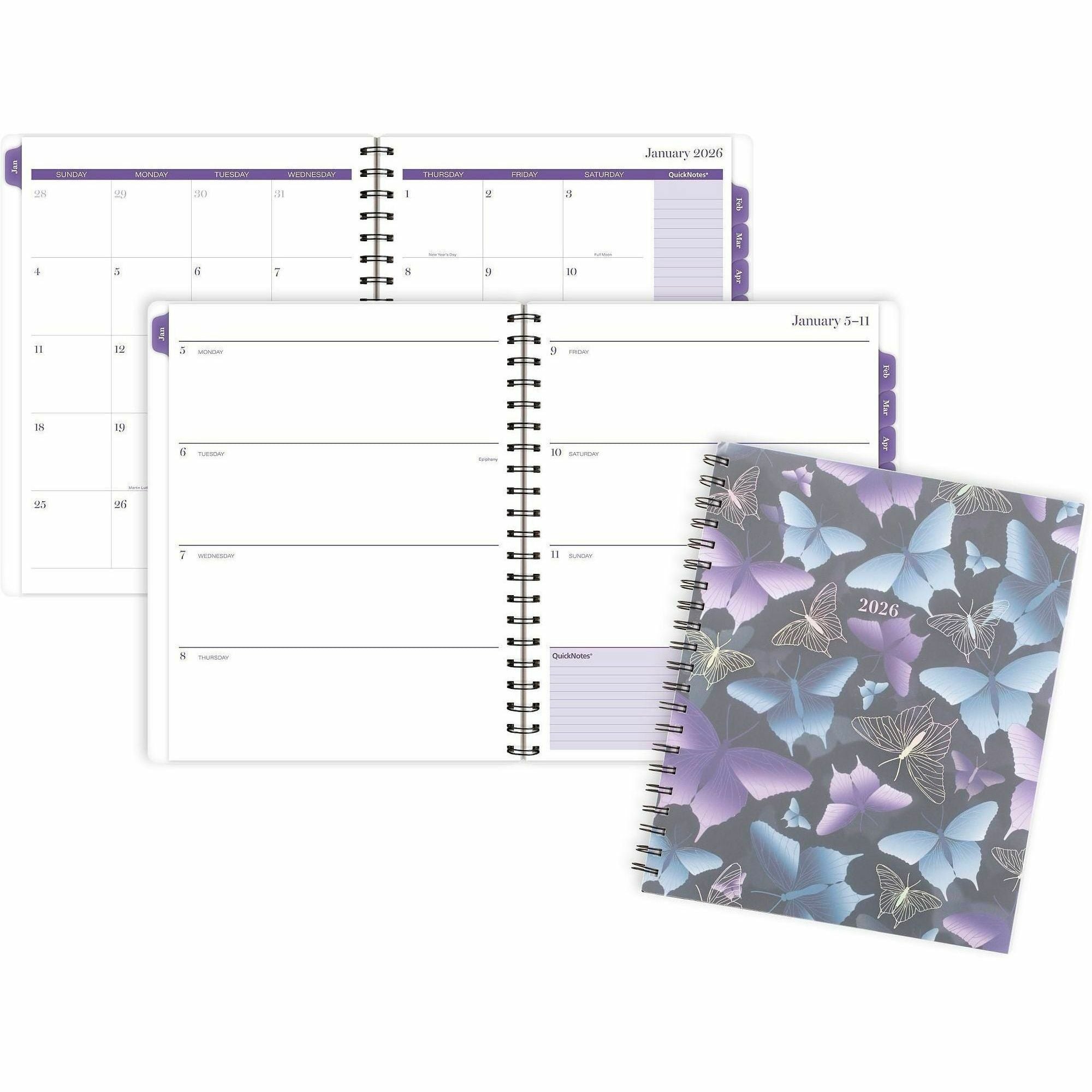 At-A-Glance Mariah Weekly Monthly Planner, 12 Months, Jan-Dec 2026, Letter Size 8.5" x 11", Twin Wire, Blue/Purple, Poly Cover, 1 Each