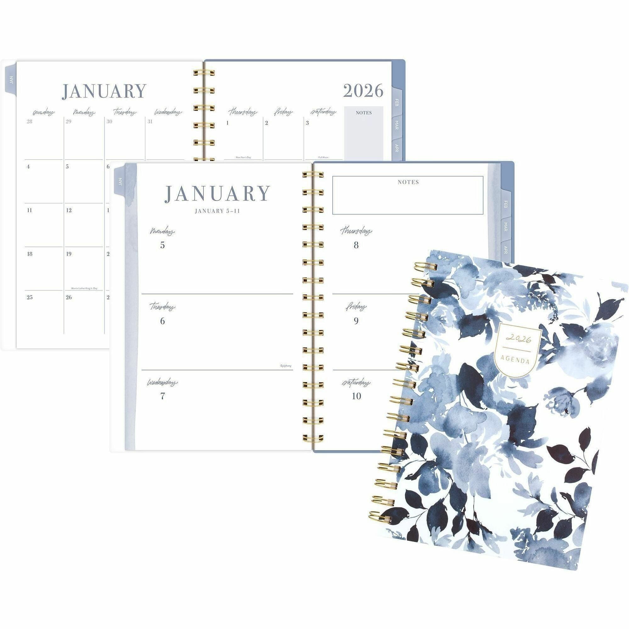Cambridge Leah Bisch Weekly Monthly Planner, 12 Months, January–December 2026, 5.5" x 8.5", Twin Wire, Ciara Floral Poly Cover, 1 Each