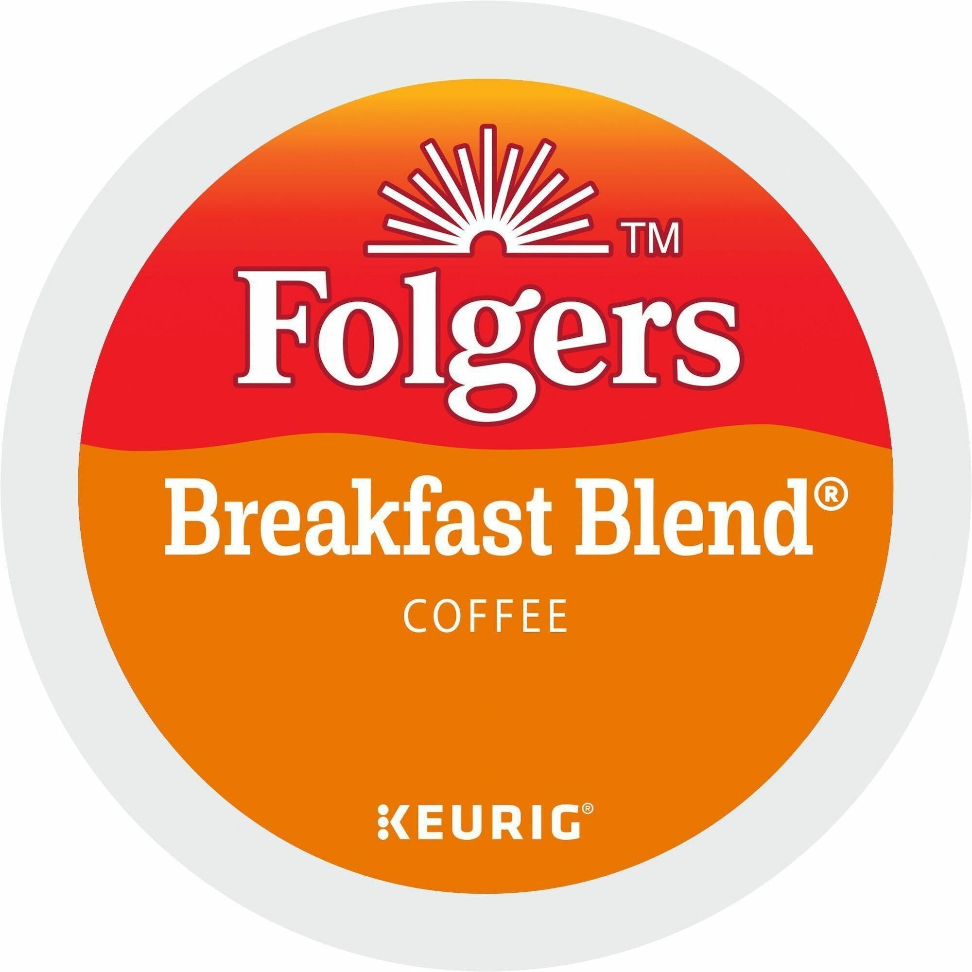 Folgers Breakfast Blend Coffee, Light Roast, 24 K-Cup Pods per Box, 4 Boxes per Carton, Kosher, Compatible with Keurig Brewers