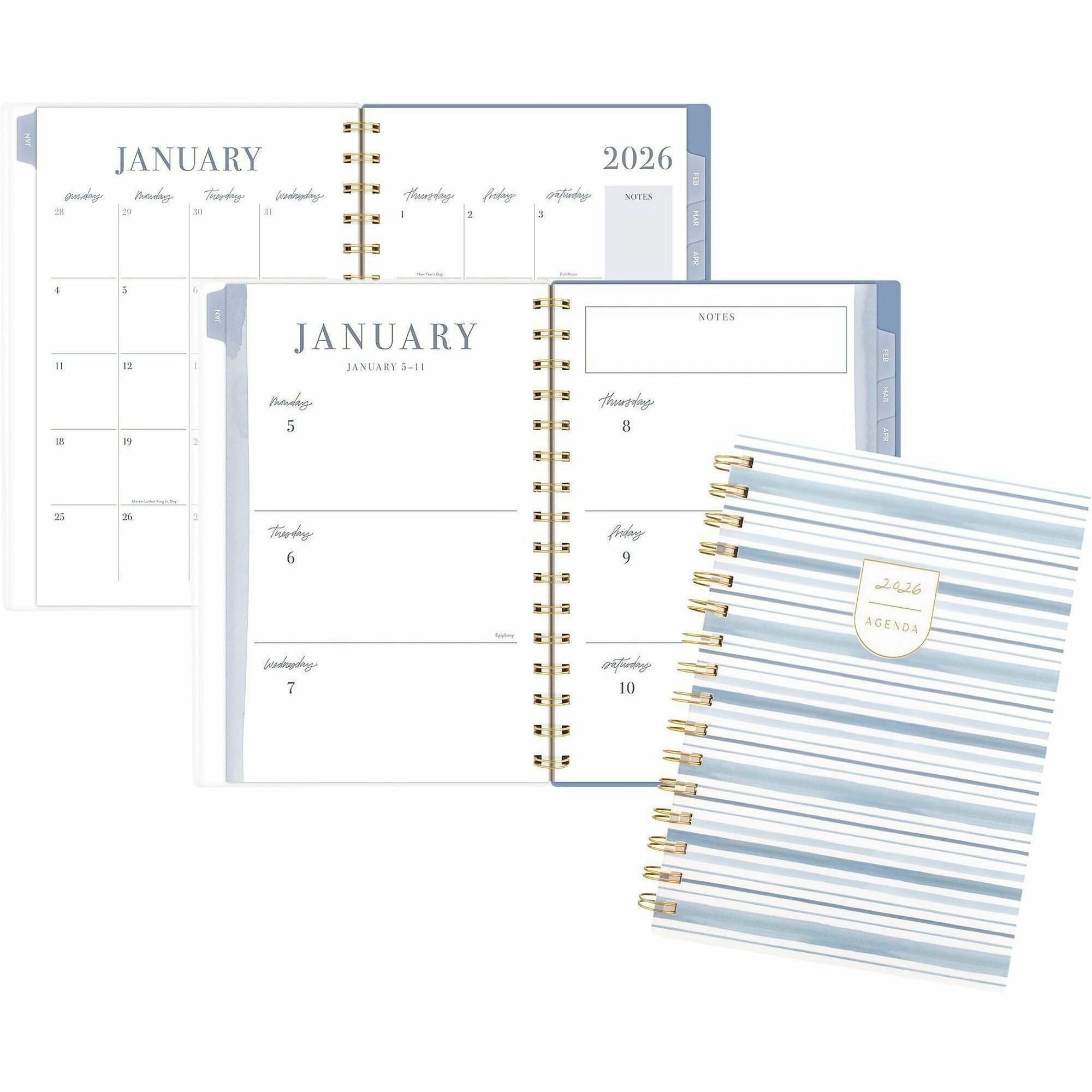 Cambridge Leah Bisch Weekly Monthly Planner, 12 Months, January-December 2026, 5.5" x 8.5", Twin Wire, Ciara Stripe, Poly Cover, 1 Each