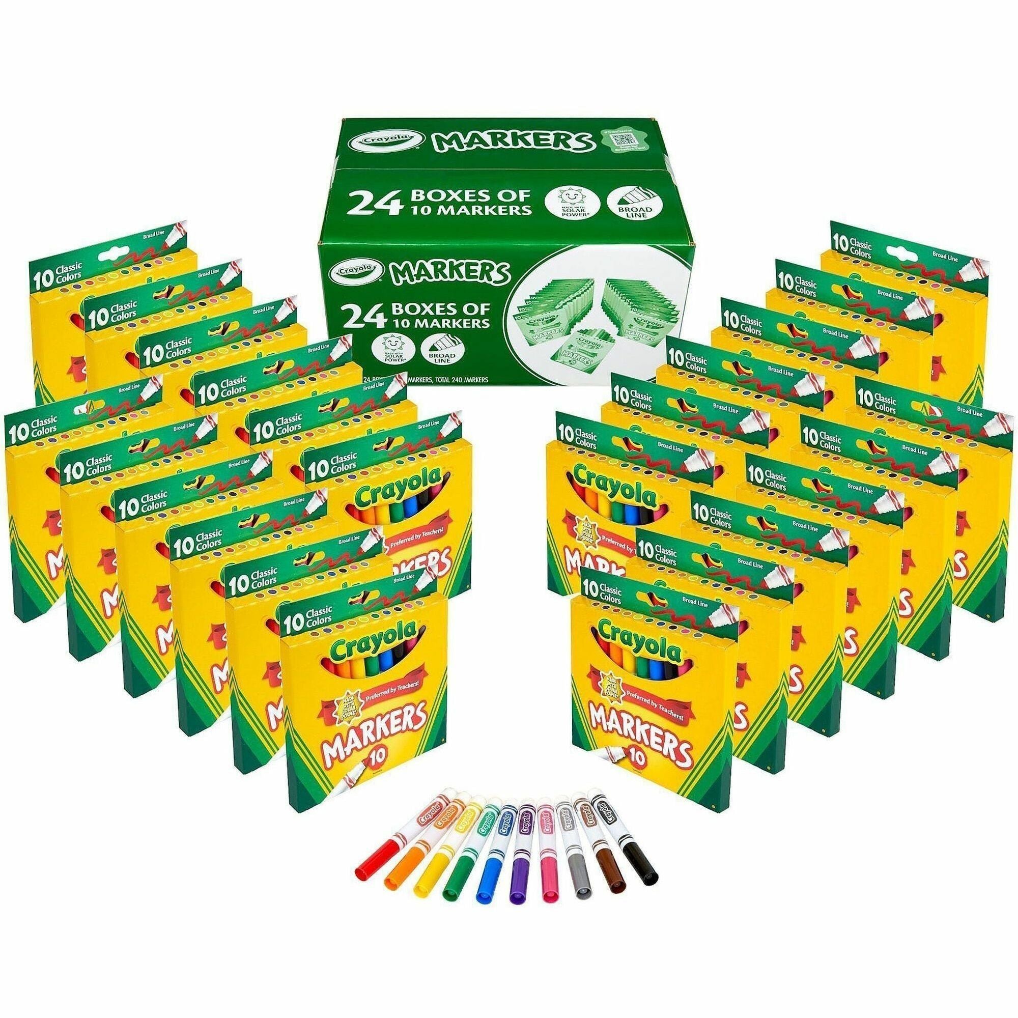 Crayola Bulk Markers for Kids (24pk), Broad Line Markers for School, Coloring Book Markers, Classroom Supplies For Teachers, 10 Colors