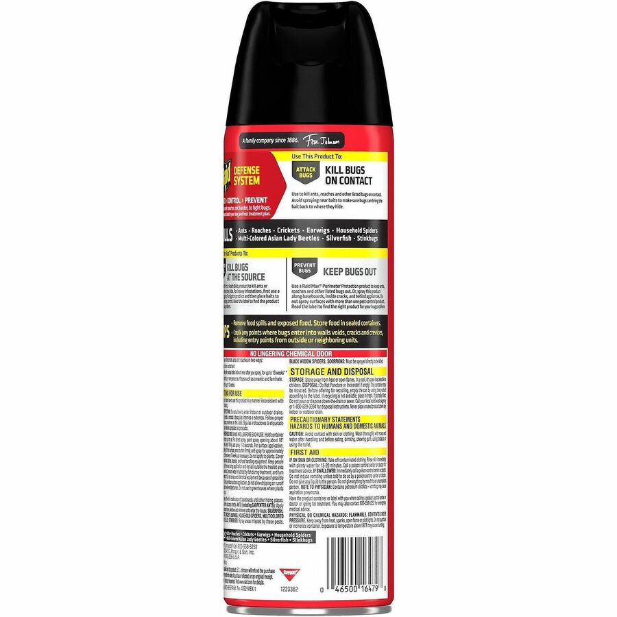 Raid Ant & Roach Killer Spray - Spray - Kills Ants, Cockroaches, Crickets, Earwig, Spider, Lady Beetle, Silverfish, Stink Bug, Bugs - 17.05 fl oz - Red - 1 Each