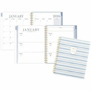 Cambridge Leah Bisch Weekly Monthly Planner, 12 Months, Jan-Dec 2026, Letter Size 8.5" x 11", Twin Wire, Ciara Stripe Poly Cover, Tabbed, Double-sided Pocket, Sticker Sheet, 1 Each