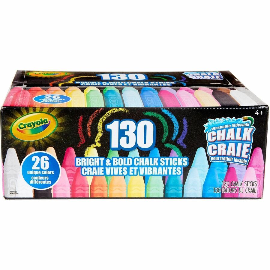 Crayola Washable Sidewalk Chalk - Assorted - For Sidewalk, Driveway - Washable, Anti-Roll Shape, Non-toxic - 130 / Pack