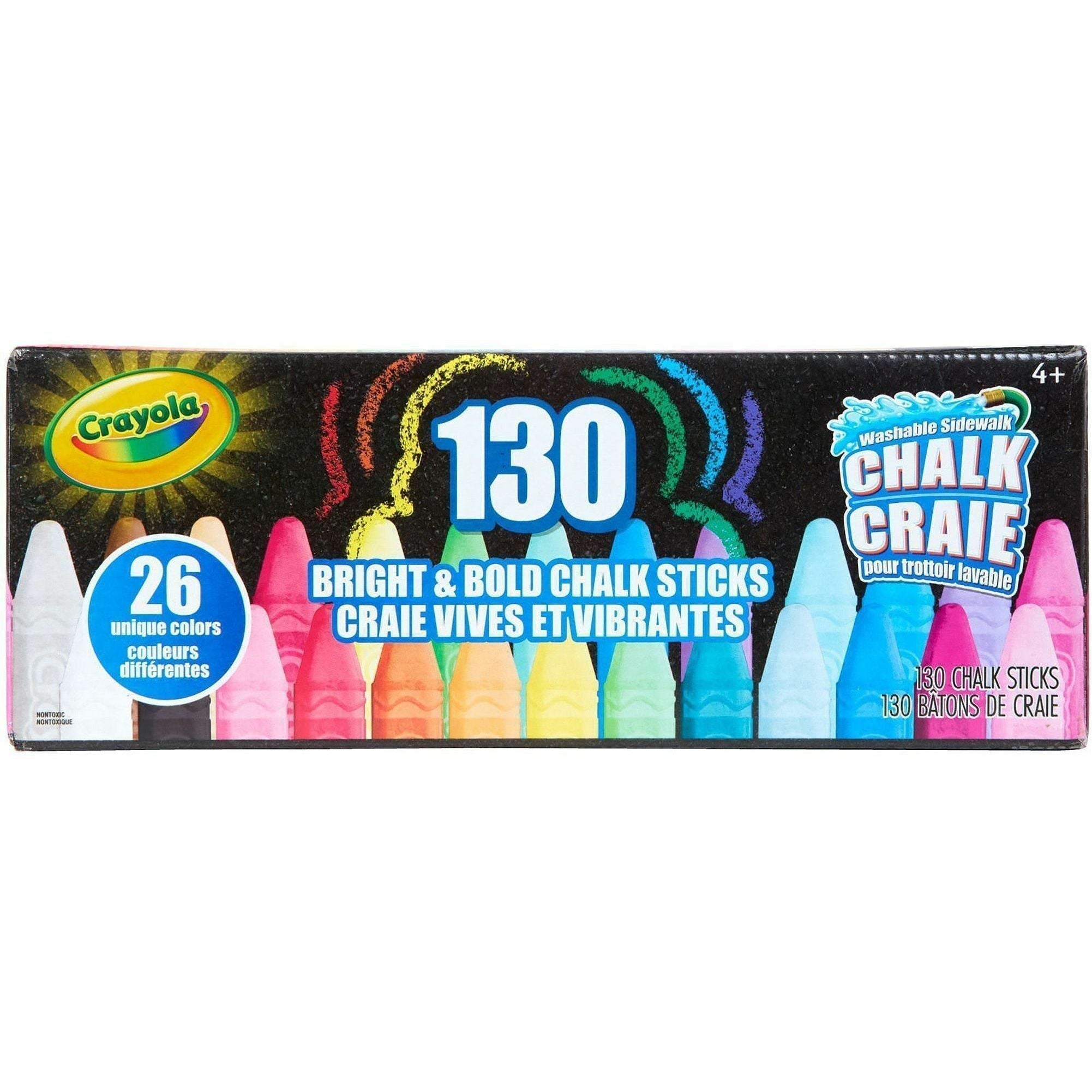 Crayola Washable Sidewalk Chalk - Assorted - For Sidewalk, Driveway - Washable, Anti-Roll Shape, Non-toxic - 130 / Pack