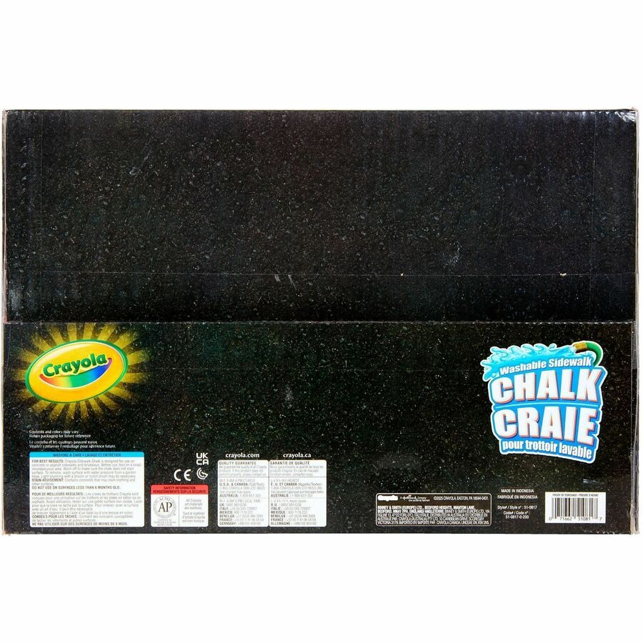 Crayola Washable Sidewalk Chalk - Assorted - For Sidewalk, Driveway - Washable, Anti-Roll Shape, Non-toxic - 130 / Pack