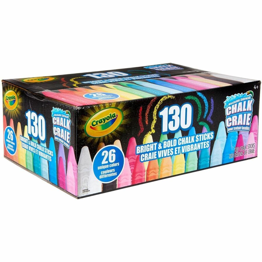 Crayola Washable Sidewalk Chalk - Assorted - For Sidewalk, Driveway - Washable, Anti-Roll Shape, Non-toxic - 130 / Pack