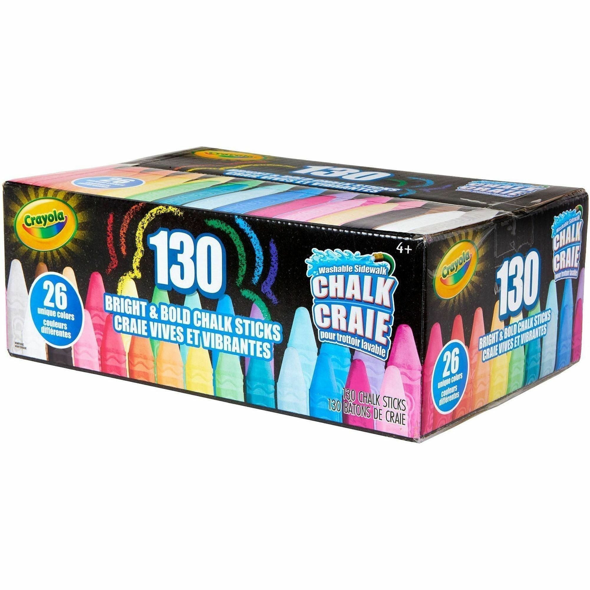 Crayola Washable Sidewalk Chalk - Assorted - For Sidewalk, Driveway - Washable, Anti-Roll Shape, Non-toxic - 130 / Pack