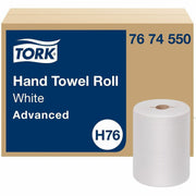 TORK Advanced Hand Towel Roll - 1 Ply - 1 15/16" Core - Texture - White - Paper - 12 Roll