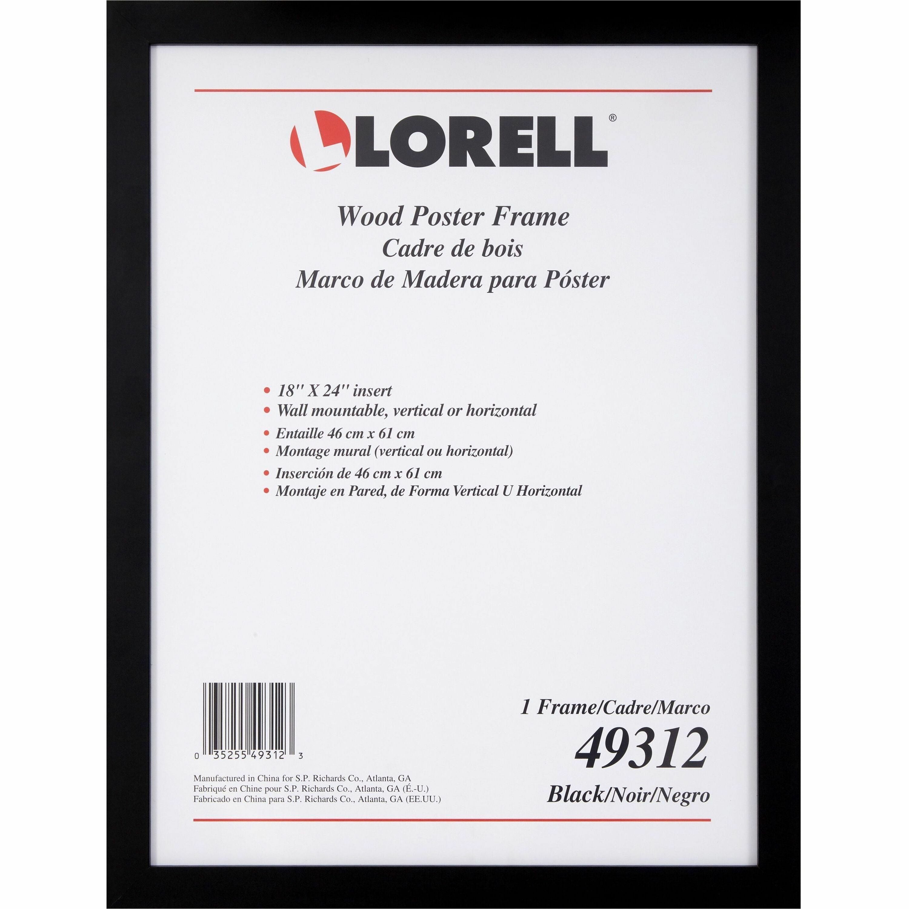 Lorell Wide Frame - 18" Frame Size - Rectangle - Horizontal, Vertical - Wood - Black - 8 / Carton