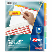Avery Index Maker Index Divider, 8 Tab Set, 8.5" x 11", White Dividers with Multicolor Print-on Tabs, 3-Hole Punched, Paper, A4 Size, 8 Dividers per Set