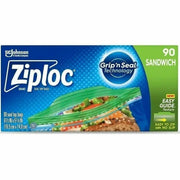 Ziploc&reg; Grip n' Seal Freezer Bags - 5.88" Length x 6.50" Width - Seal Closure - Textured Grip - Plastic - Sandwich, Fruit, Lunch, Vegetables - 12/Carton - 12 / Carton
