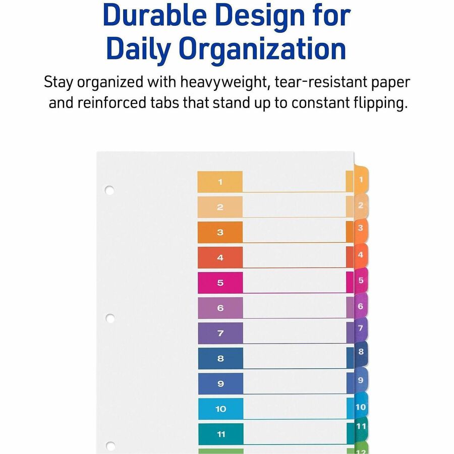 Avery Dividers, 12 Tabs, Ready Index, Multicolor Tabs (11141)