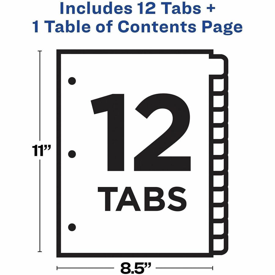 Avery Dividers, 12 Tabs, Ready Index, Multicolor Tabs (11141)