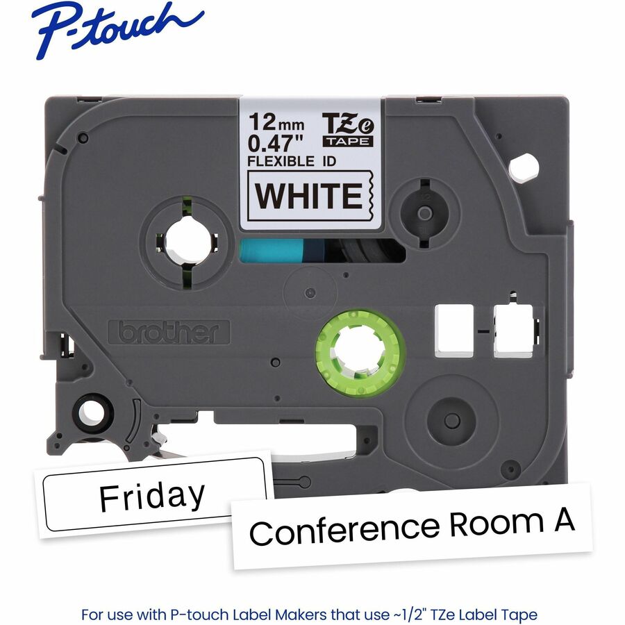 x 15/32" Width - White - Polyester - Water Resistant - Laminated - Durable, Abrasion Resistant, Chemical Resistant, Grease Resistant, Grime Resistant, Temperature Resistant, Fade Resistant, Split Backing, Easy Peel, Strong Adhesive - 1 Each