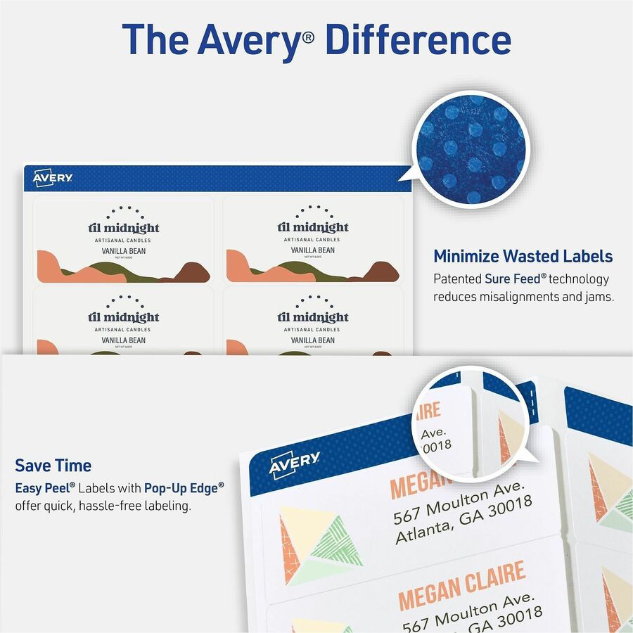 Avery Shipping Labels, Sure Feed, 2" x 4" , 100 Clear Labels (18663)