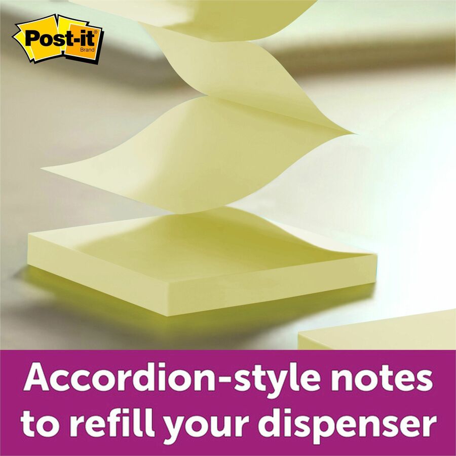 Post-it&reg; Pop-up Notes - 100 - 3" Flag/Note Width x 3" Flag/Note Length - Square - 100 Sheets per Pad - Unruled - Canary Yellow - Paper - Self-adhesive, Repositionable - 1 Pad