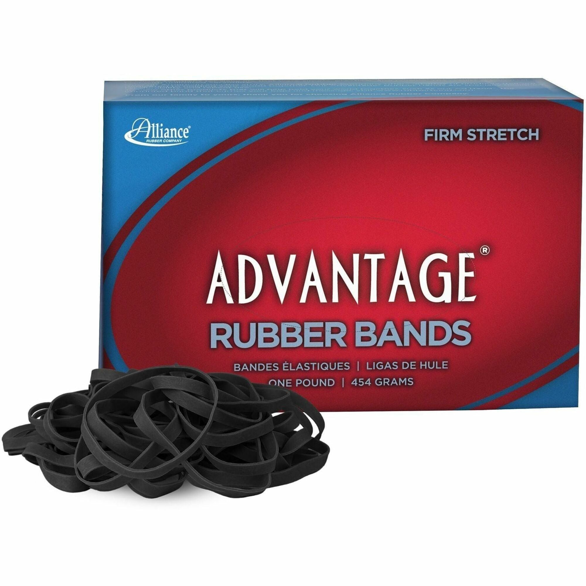 Alliance Rubber Advantage Classic Black - Size: #64 - 3.5" Length x 0.3" Width - Stretchable, Reusable, Durable, Elastic, Strong - Rubber - Classic Black - 1 Box