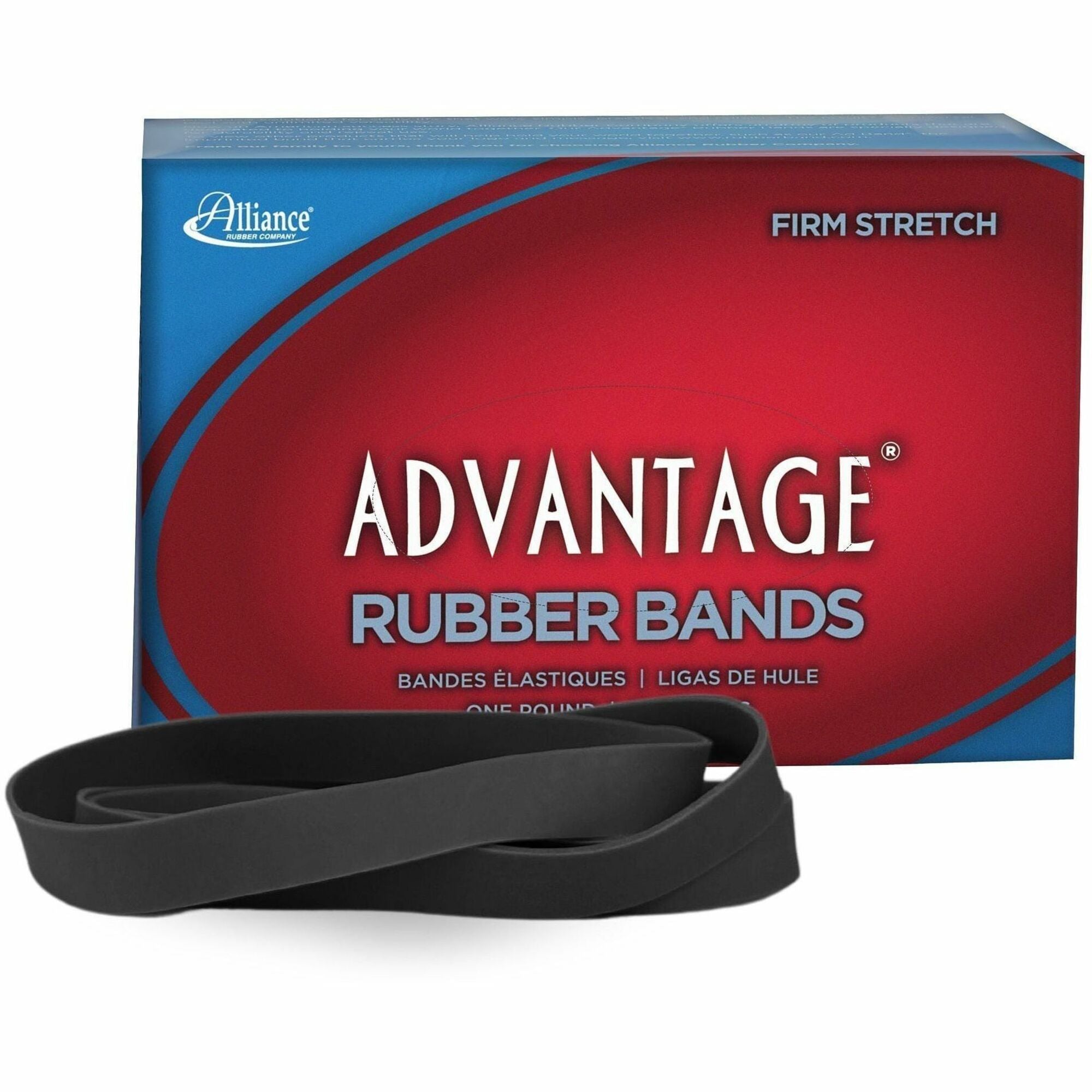 Alliance Rubber Advantage Classic Black - Size: #107 - 7" Length x 0.6" Width - Stretchable, Reusable, Durable, Elastic, Strong - Rubber - Classic Black - 1 Box